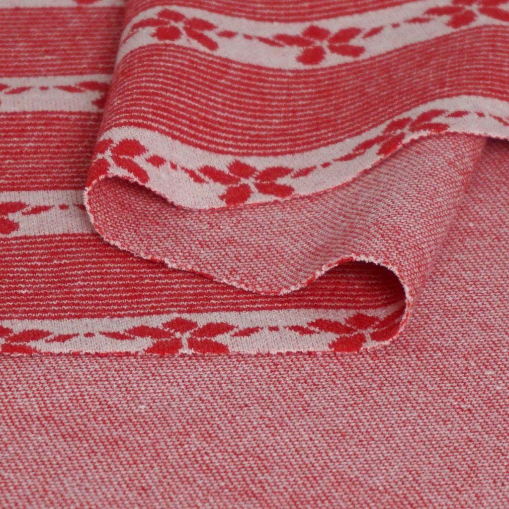 Jacquard-Strick Blumenmuster Streifen Tracht rot